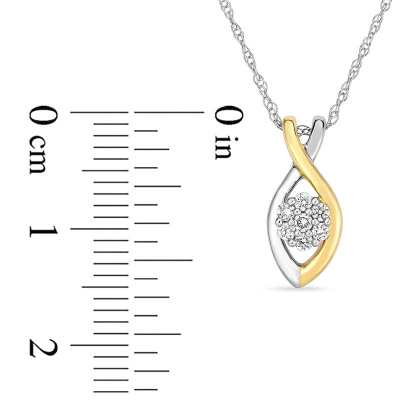 0.1 CT. T.W. Composite Natural Diamond Twist Pendant in 10K Two-Tone Gold