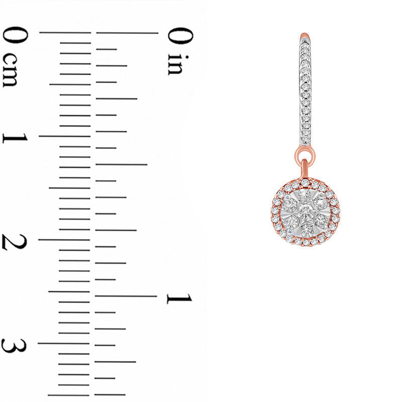 0.33 CT. T.W. Composite Diamond Frame Drop Hoop Earrings in 10K Rose Gold