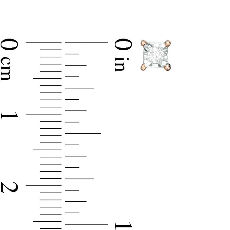 0.1 CT. T.W. Diamond Solitaire Square Stud Earrings in 10K Rose Gold