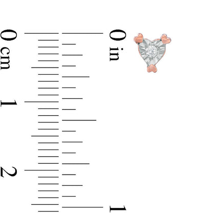 0.1 CT. T.W. Diamond Solitaire Heart Stud Earrings in 10K Rose Gold