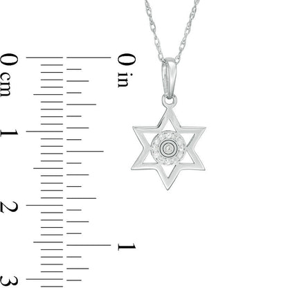 Natural Diamond Accent Laser-Cut Star of David Pendant in 10K White Gold