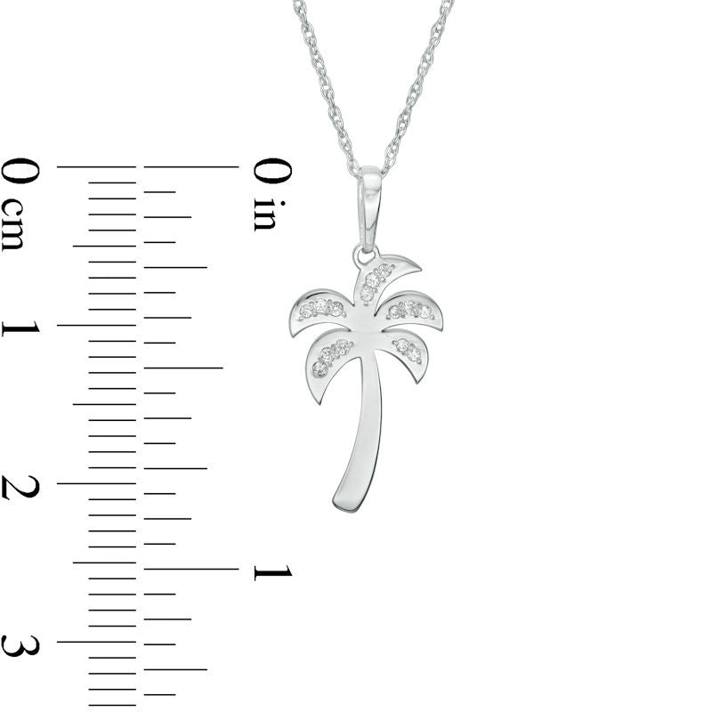 0.05 CT. T.W. Natural Diamond Laser-Cut Palm Tree Pendant in 10K White Gold