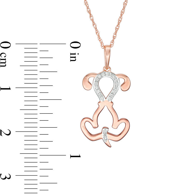 0.05 CT. T.W. Natural Diamond Laser-Cut Dog Pendant in 10K Rose Gold