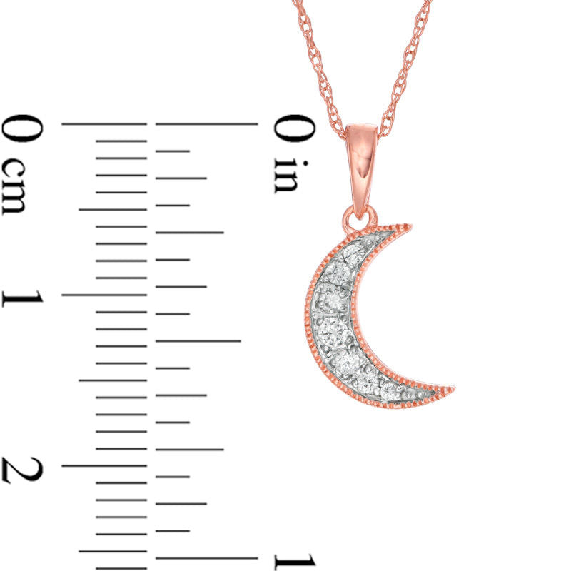 0.07 CT. T.W. Natural Diamond Laser-Cut Crescent Moon Pendant in 10K Rose Gold