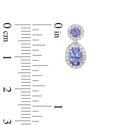 Tanzanite and 0.25 CT. T.W. Diamond Frame Drop Earrings in 10K White Gold