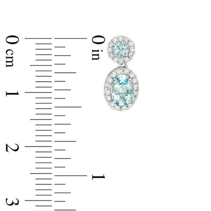 Aquamarine and 0.25 CT. T.W. Diamond Frame Drop Earrings in 10K White Gold