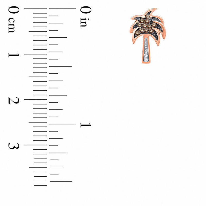 0.13 CT. T.W. Champagne and White Diamond Palm Tree Stud Earrings in 10K Rose Gold