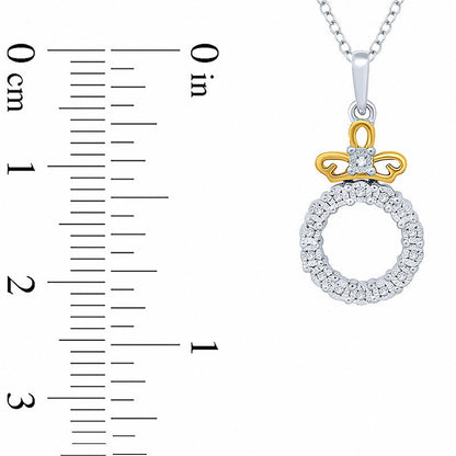 0.05 CT. T.W. Natural Diamond Ribbon and Open Circle Pendant in Sterling Silver with 14K Gold Plate