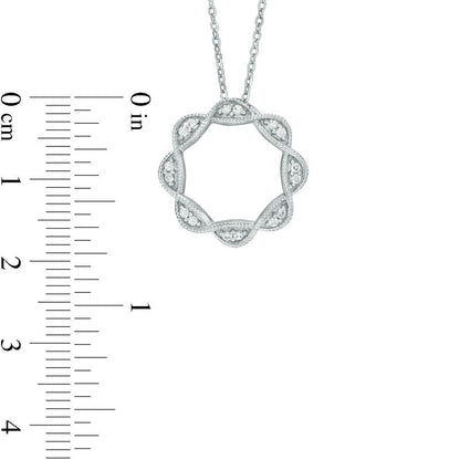 0.1 CT. T.W. Natural Diamond Antique Vintage-Style Twist Circle Pendant in 10K White Gold