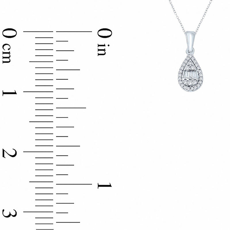 0.1 CT. T.W. Composite Natural Diamond Pear-Shaped Frame Pendant in 10K White Gold