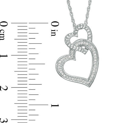 0.05 CT. T.W. Natural Diamond Double Tilted Heart Pendant in Sterling Silver