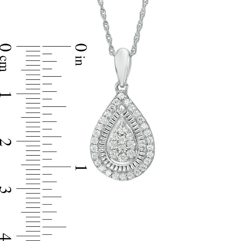 0.25 CT. T.W. Composite Natural Diamond Teardrop Frame Pendant in Sterling Silver
