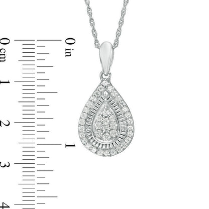 0.25 CT. T.W. Composite Natural Diamond Teardrop Frame Pendant in Sterling Silver