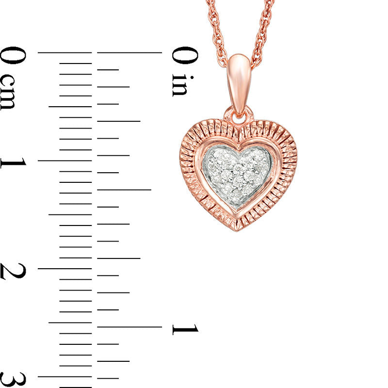 0.07 CT. T.W. Composite Natural Diamond Textured Heart Pendant in 10K Rose Gold