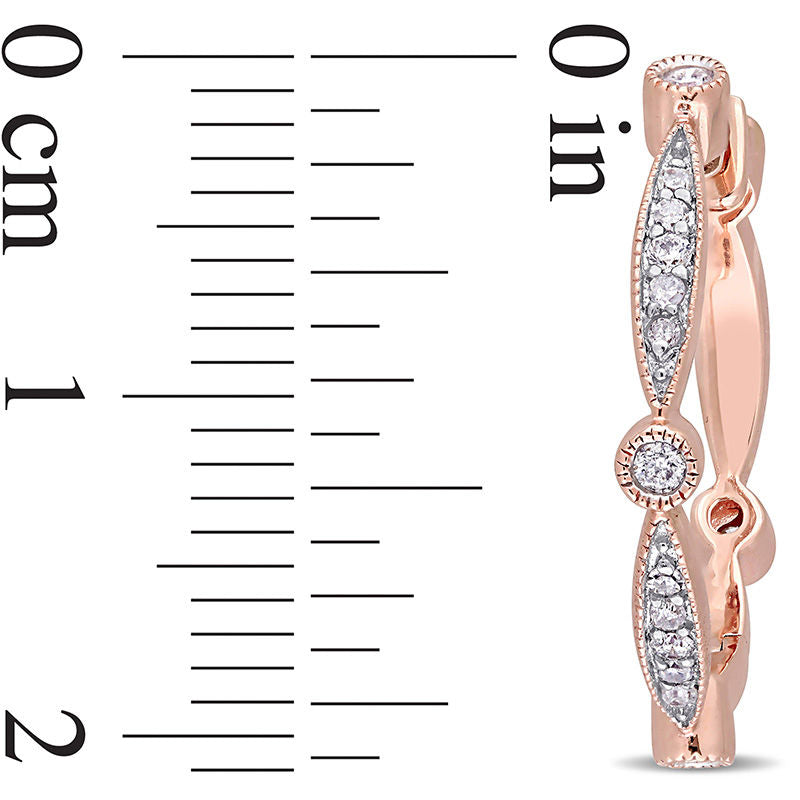 0.33 CT. T.W. Diamond Alternating Vintage-Style Hoop Earrings in 10K Rose Gold