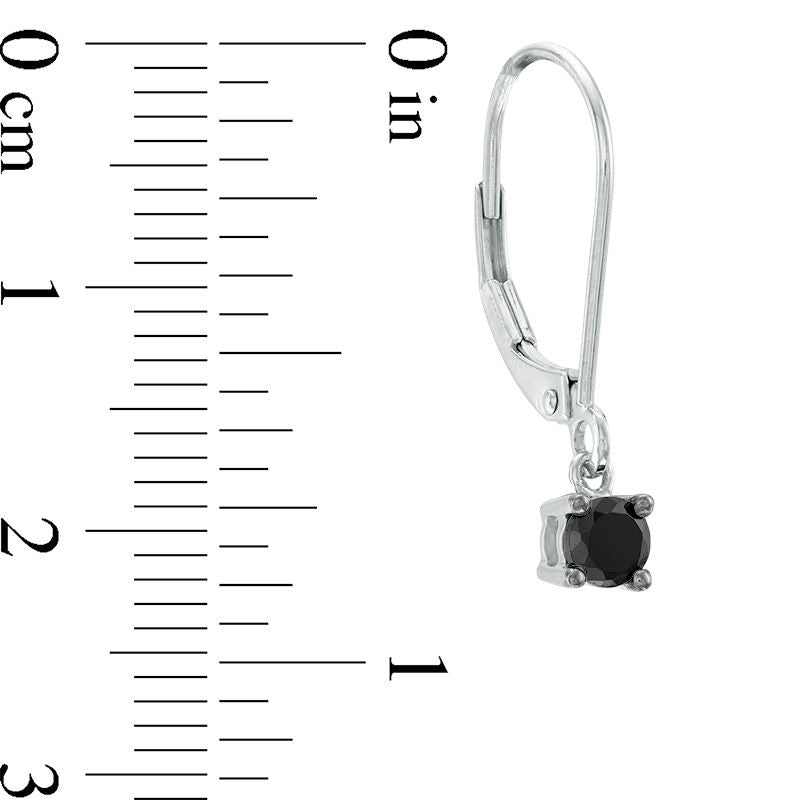 0.38 CT. T.W. Enhanced Black Diamond Solitaire Drop Earrings in 10K White Gold