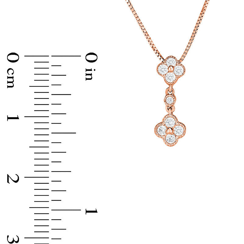 0.2 CT. T.W. Quad Natural Diamond Double Clover Antique Vintage-Style Pendant in 10K Rose Gold