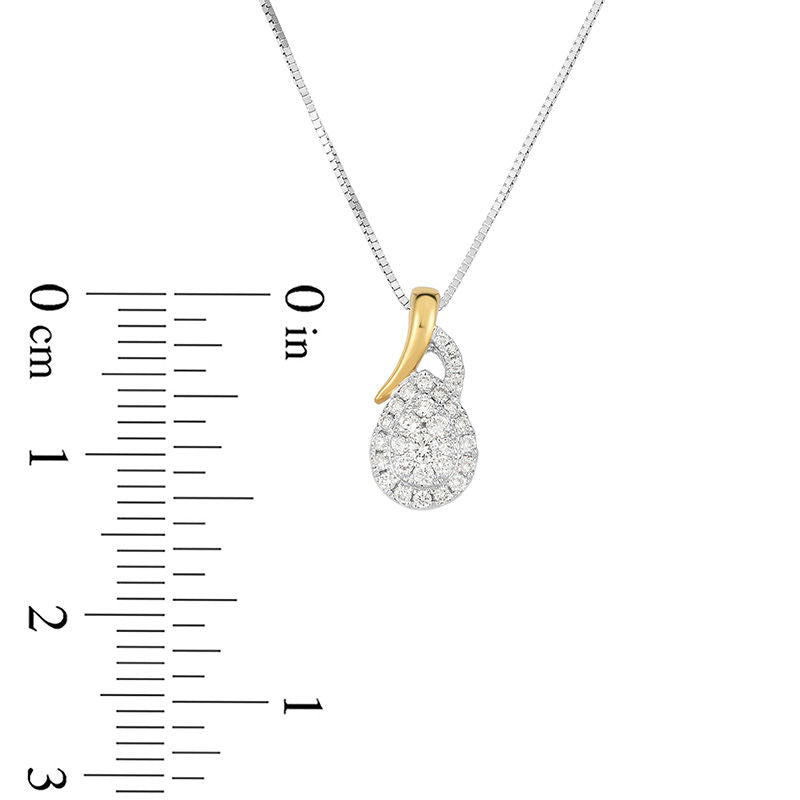 0.2 CT. T.W. Natural Diamond Double Teardrop Frame Pendant in 10K Two-Tone Gold