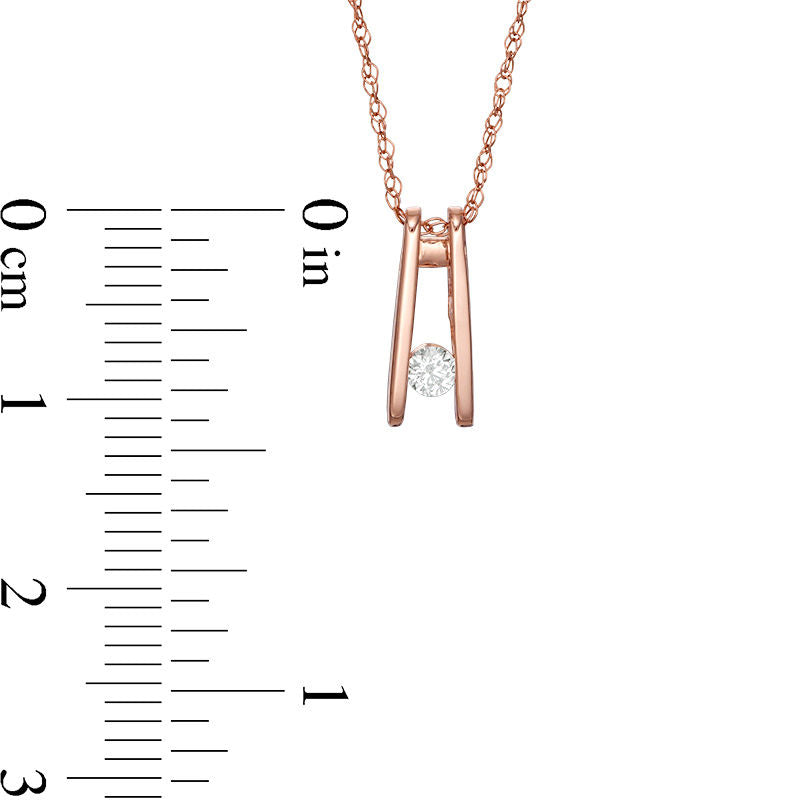 0.07 CT. Natural Clarity Enhanced Solitaire Ladder Pendant in 10K Rose Gold