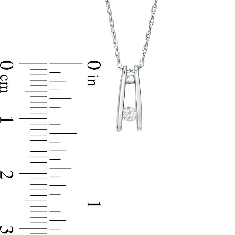 0.07 CT. Natural Clarity Enhanced Solitaire Ladder Pendant in 10K White Gold