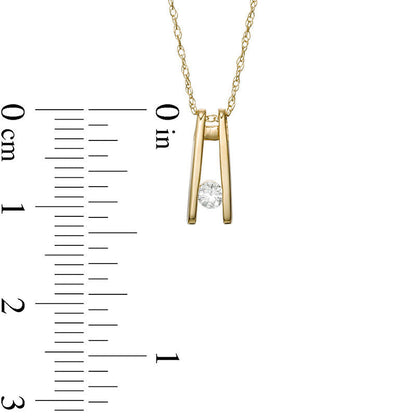 0.07 CT. Natural Clarity Enhanced Solitaire Ladder Pendant in 10K Yellow Gold
