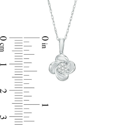 0.05 CT. T.W. Composite Natural Diamond Flower Pendant in 10K White Gold