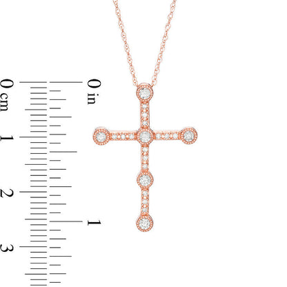 0.25 CT. T.W. Natural Diamond Antique Vintage-Style Cross Pendant in 10K Rose Gold