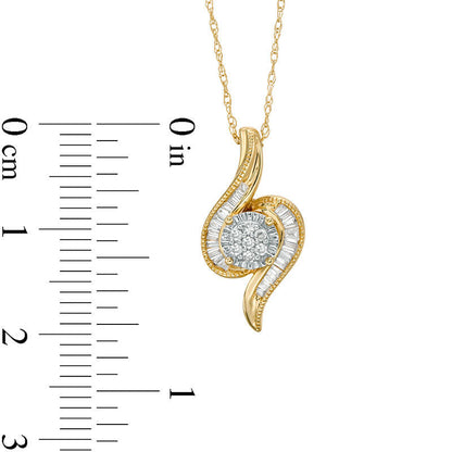 0.17 CT. T.W. Composite Natural Diamond Flame Antique Vintage-Style Pendant in 10K Yellow Gold