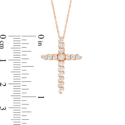 0.5 CT. T.W. Natural Diamond Cross Pendant in 14K Rose Gold