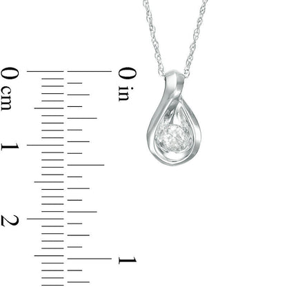 0.1 CT. Natural Clarity Enhanced Solitaire Teardrop Pendant in 14K White Gold