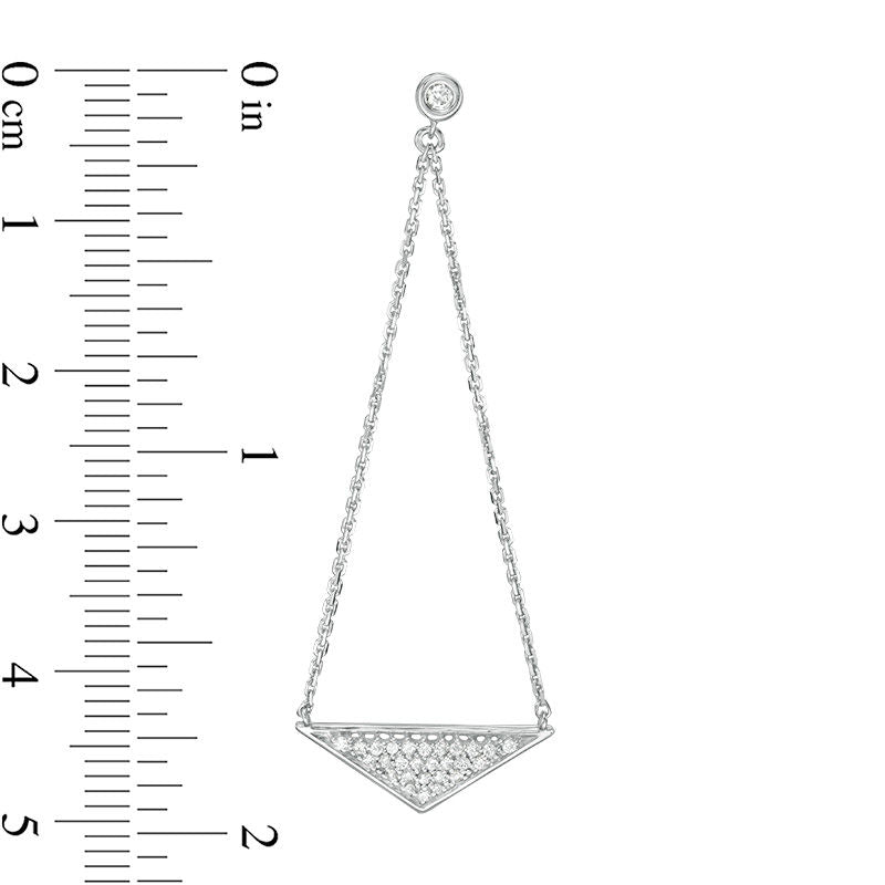 0.25 CT. T.W. Diamond Triangle Pendulum Chain Drop Earrings in 10K White Gold