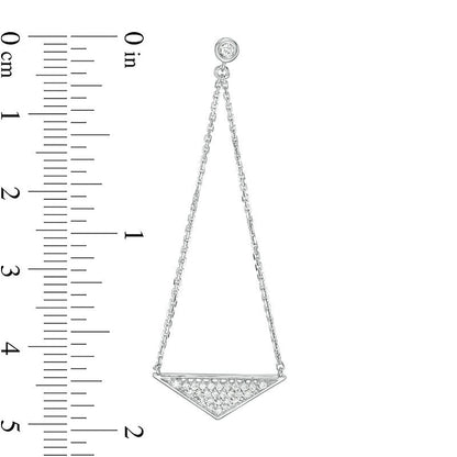 0.25 CT. T.W. Diamond Triangle Pendulum Chain Drop Earrings in 10K White Gold