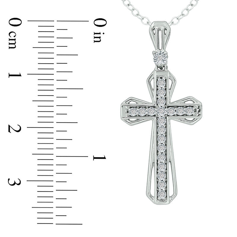 0.05 CT. T.W. Natural Diamond Cross Pendant in Sterling Silver
