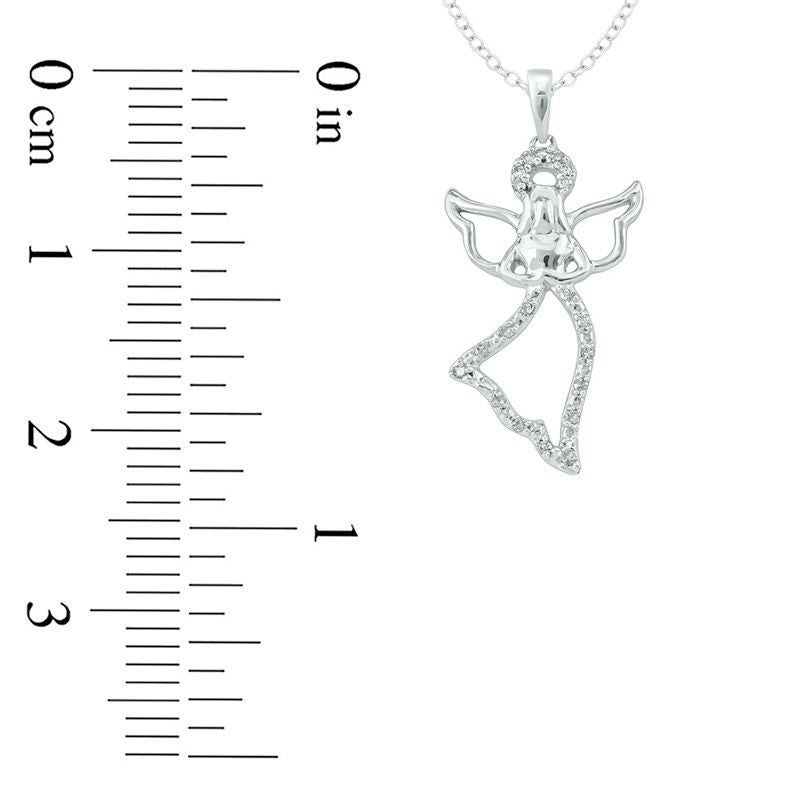 0.05 CT. T.W. Natural Diamond Angel Pendant in Sterling Silver
