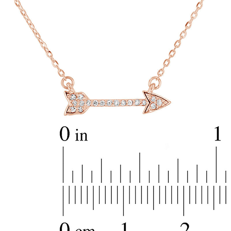 0.1 CT. T.W. Natural Diamond Arrow Necklace in 14K Rose Gold