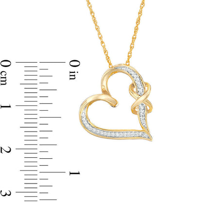 0.07 CT. T.W. Natural Diamond Infinity Knot Tilted Heart Pendant in Sterling Silver with 14K Gold Plate