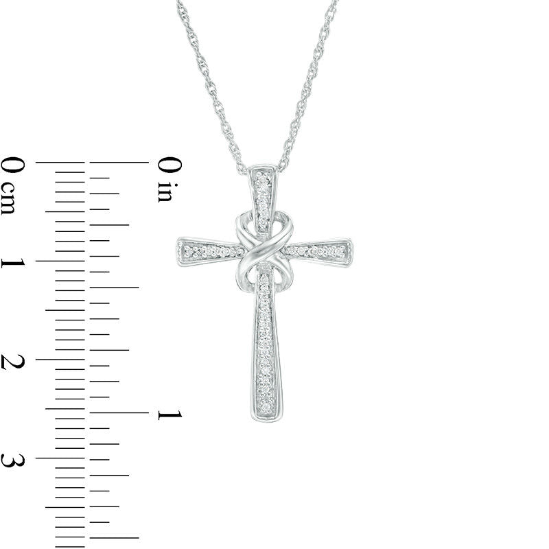 0.1 CT. T.W. Natural Diamond Infinity Knot Cross Pendant in Sterling Silver