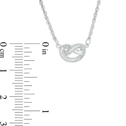 0.05 CT. T.W. Natural Diamond Love Knot Pretzel Necklace in Sterling Silver - 17.5"