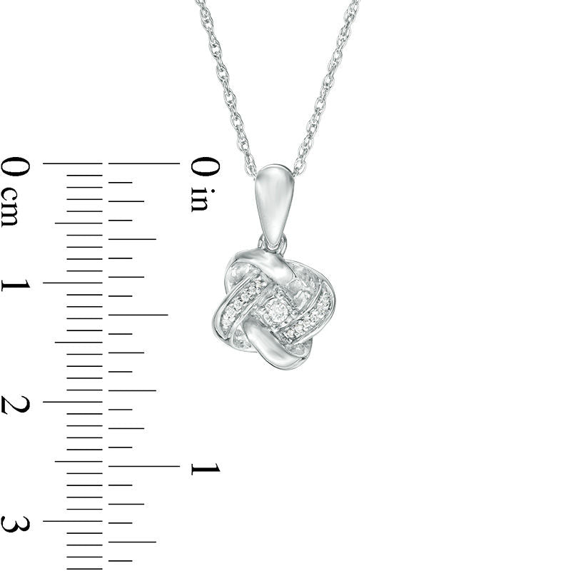 0.05 CT. T.W. Natural Diamond Love Knot Pendant in 10K White Gold