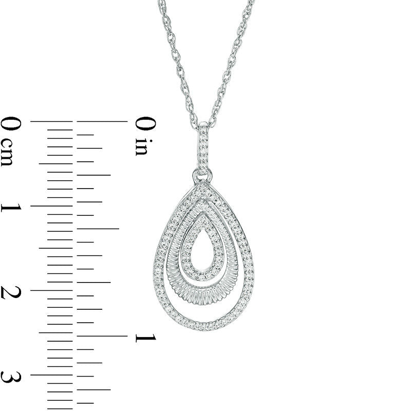 0.17 CT. T.W. Natural Diamond and Textured Triple Teardrop Pendant in Sterling Silver