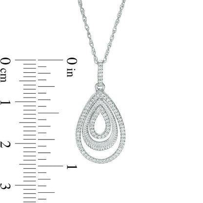 0.17 CT. T.W. Natural Diamond and Textured Triple Teardrop Pendant in Sterling Silver