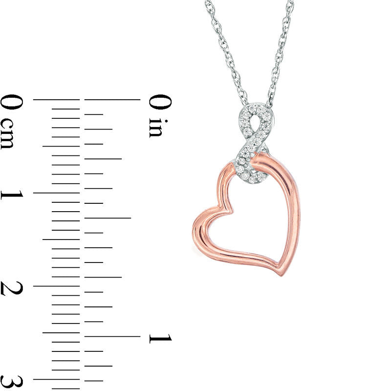 0.05 CT. T.W. Natural Diamond Infinity Tilted Heart Pendant in Sterling Silver and 10K Rose Gold