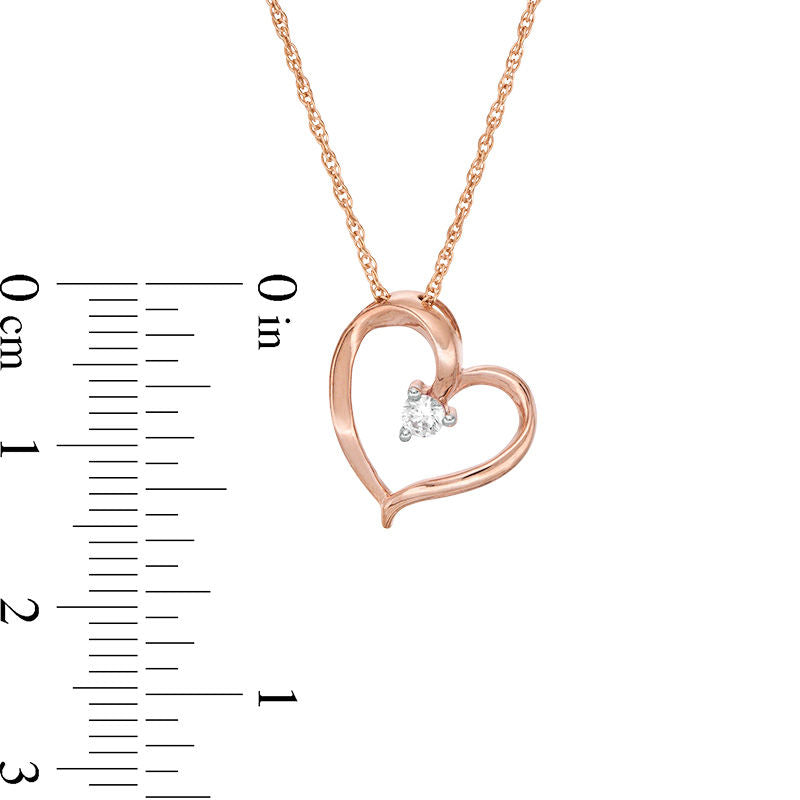 0.07 CT. T.W. Natural Clarity Enhanced Solitaire Tilted Heart Pendant in 10K Rose Gold