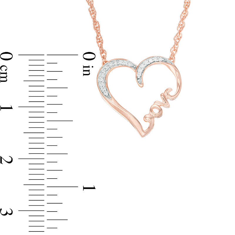 0.07 CT. T.W. Natural Diamond Heart Love" Necklace in 10K Rose Gold"