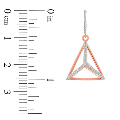 0.5 CT. T.W. Diamond Geometric Triangle J-Drop Earrings in 10K Rose Gold