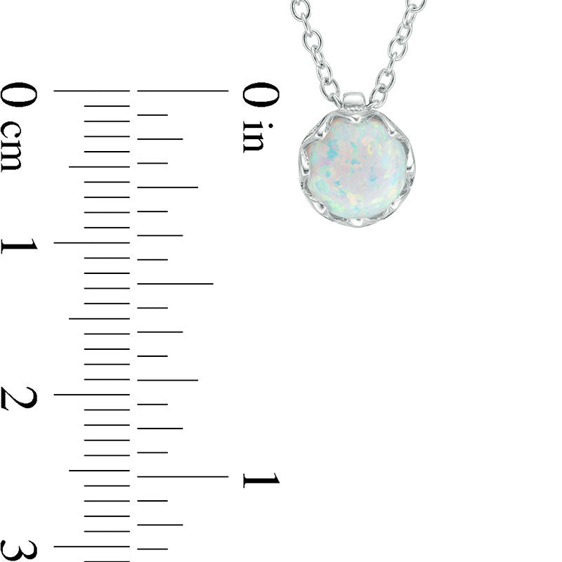 7.0mm Lab-Created Opal Solitaire Floral Pendant in Sterling Silver - 19.5"