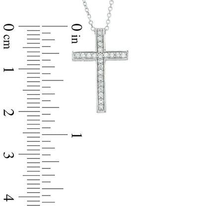 0.17 CT. T.W. Certified Natural Diamond Cross Pendant in 14K White Gold (I/I1)