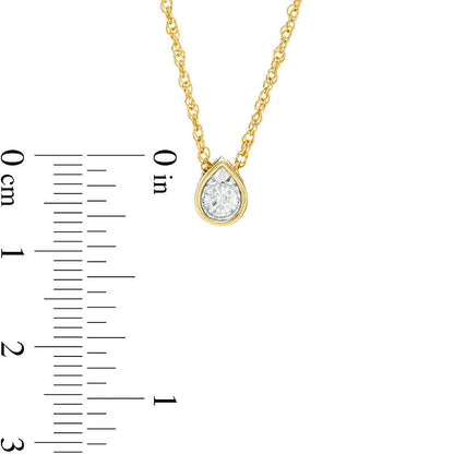 0.17 CT. Natural Clarity Enhanced Solitaire Teardrop Pendant in 10K Yellow Gold
