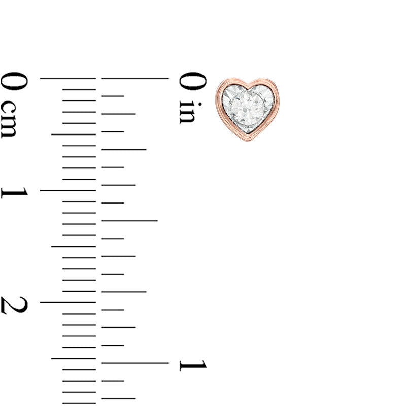 0.17 CT. T.W. Diamond Solitaire Heart-Shaped Stud Earrings in 10K Rose Gold