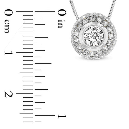 0.33 CT. T.W. Natural Diamond Frame Antique Vintage-Style Pendant in 14K White Gold (I/SI2)